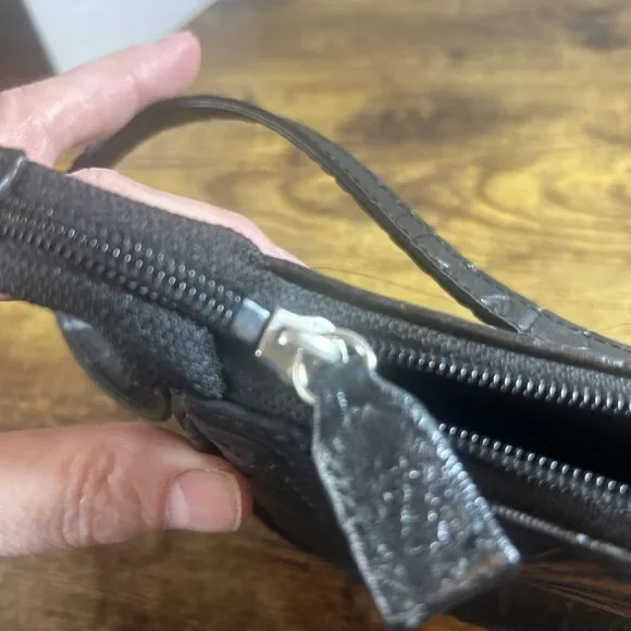 Charter Club Faux Leather Black Embossed Small Shoulder Bag 7.5x5in Chic - Picture 7 of 13